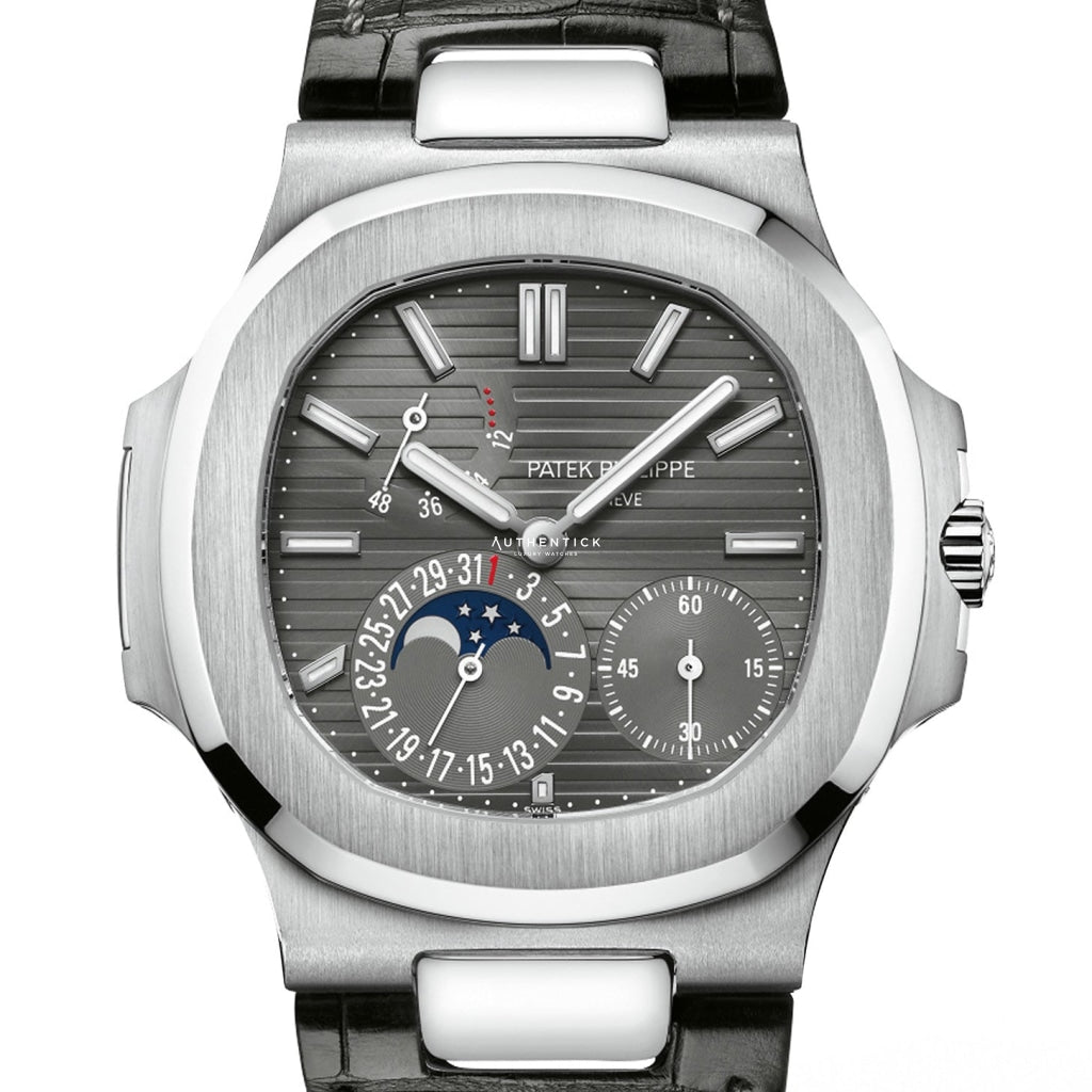 Patek Philippe Nautilus Moon Phase Stainless Steel/ Blue Date Dial (Ref#5712/1A-001)