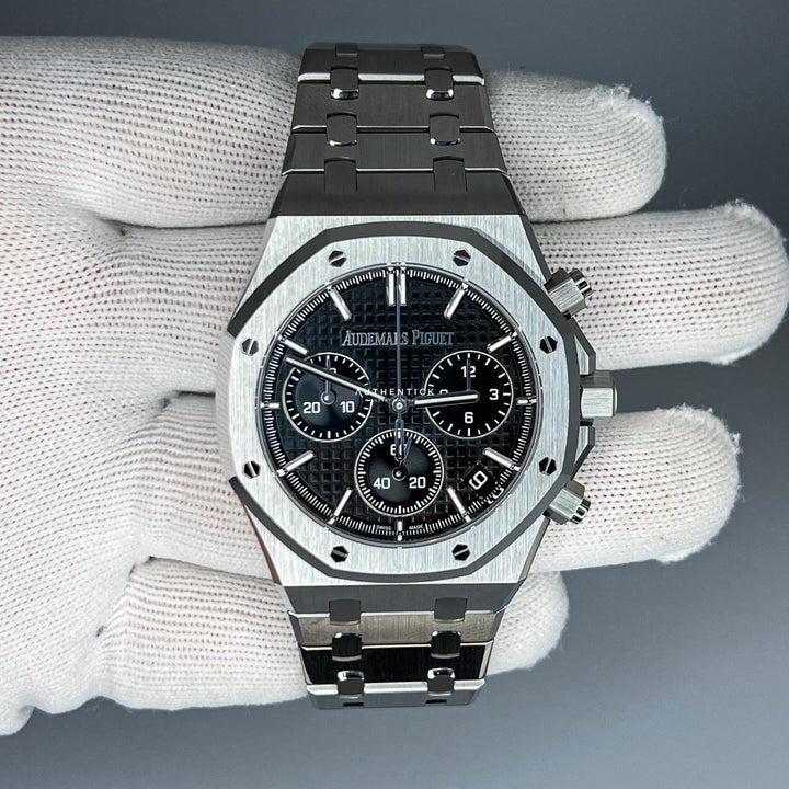 Ap royal oak chronograph black dial best sale