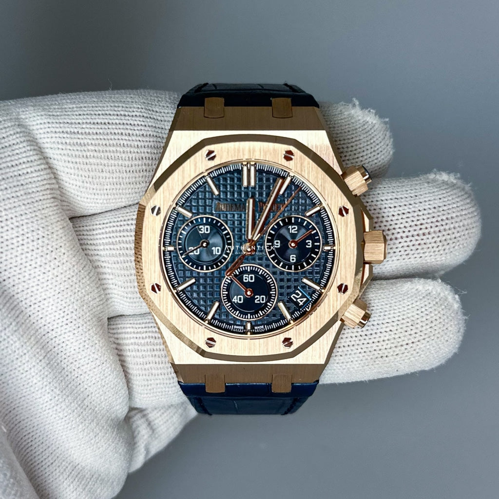 Royal Oak Chronograph Rose Gold Blue Dial Audemars Piguet Royal