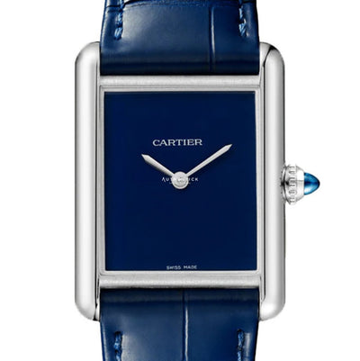 Cartier Tank Must Large Steel Blue Dial Ladies Watch Wsta0055