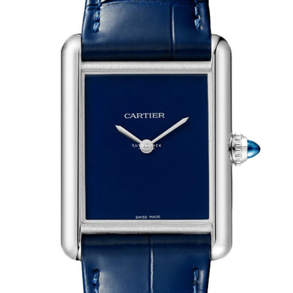 Cartier Tank Must Large Steel Blue Dial Ladies Watch WSTA0055