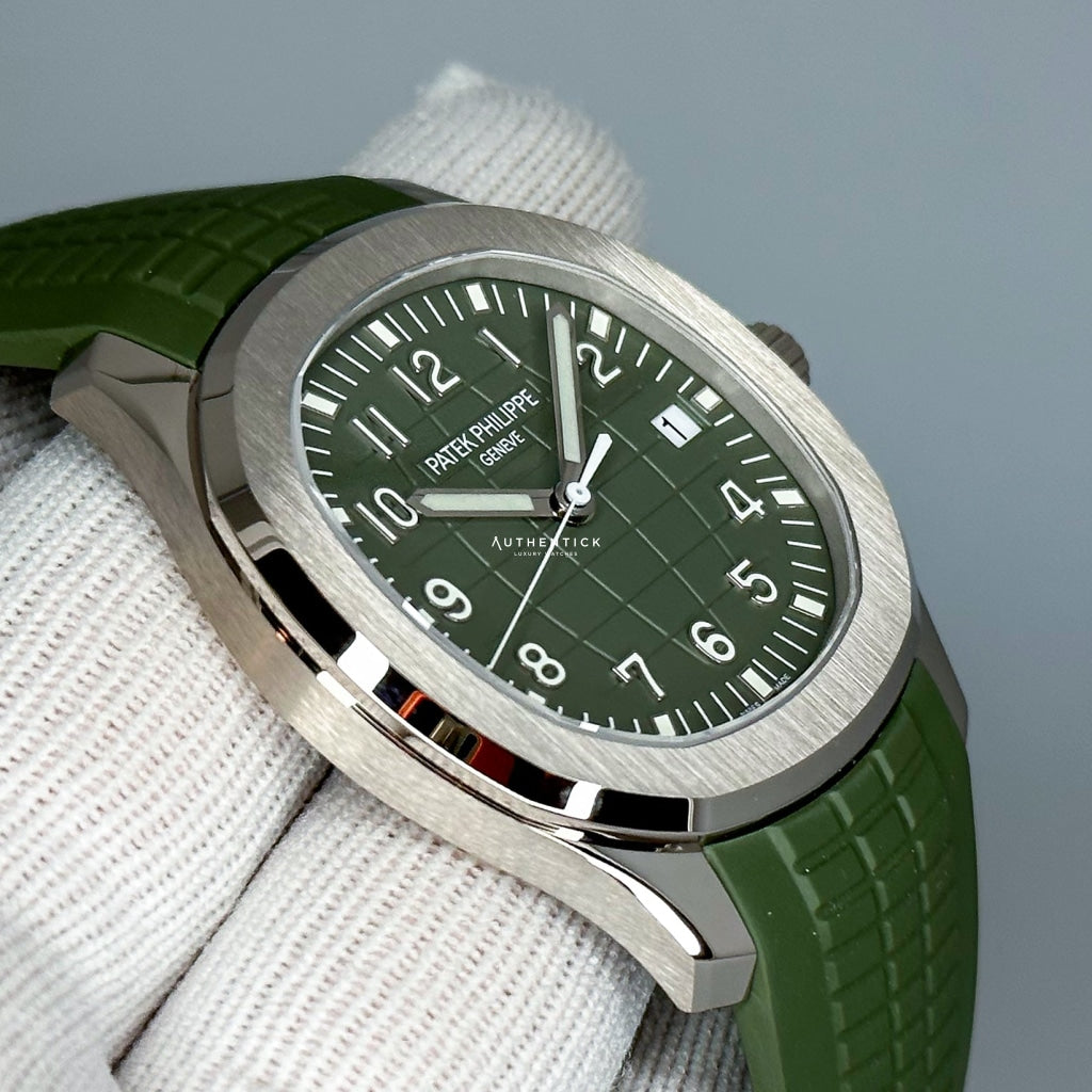 Patek Philippe Aquanaut White Gold Green Khaki Dial 5168G-010