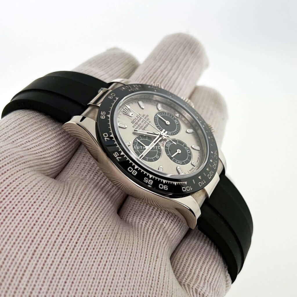 Daytona white gold rubber strap best sale