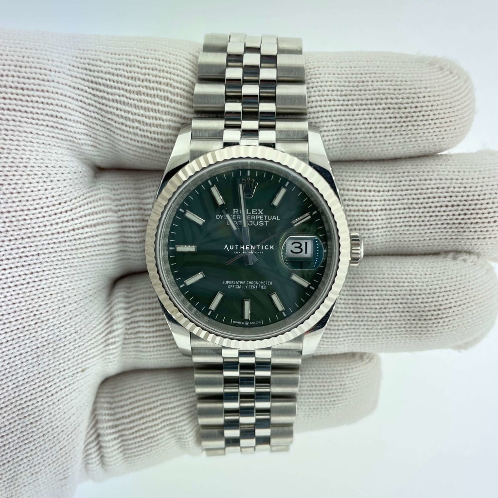 Rolex Datejust 36 Green Palm Dial Stainless Jubilee 126234