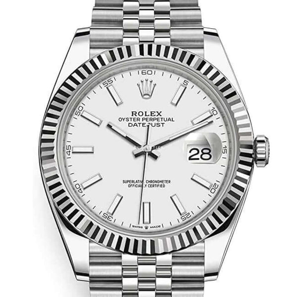 Rolex Datejust 41 Jubilee Fluted White Stick Dial 126334