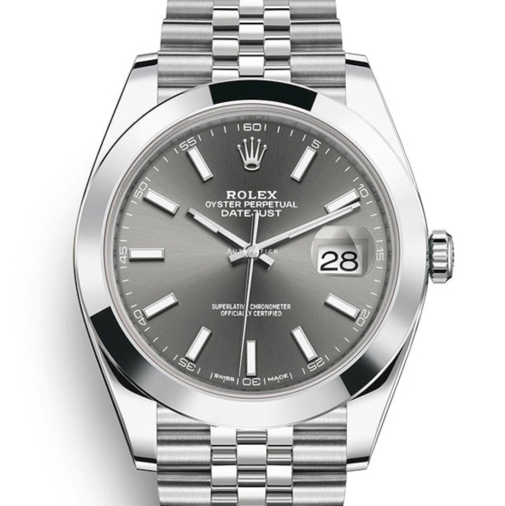 Rolex Datejust 41 Jubilee Smooth Rhodium Stick Dial 126300