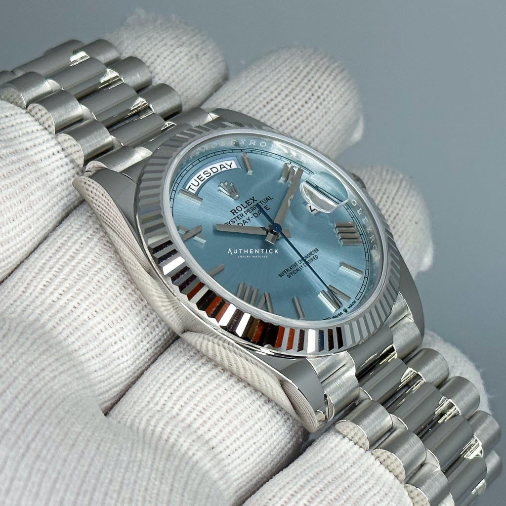 Rolex Day-Date 40 Platinum Ice Blue Roman Dial 228236