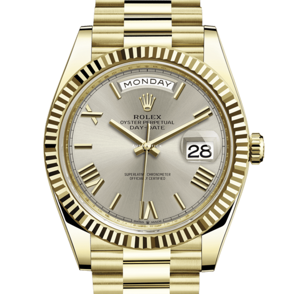 Rolex Day-Date 40 Yellow Gold Silver Roman Dial 228238
