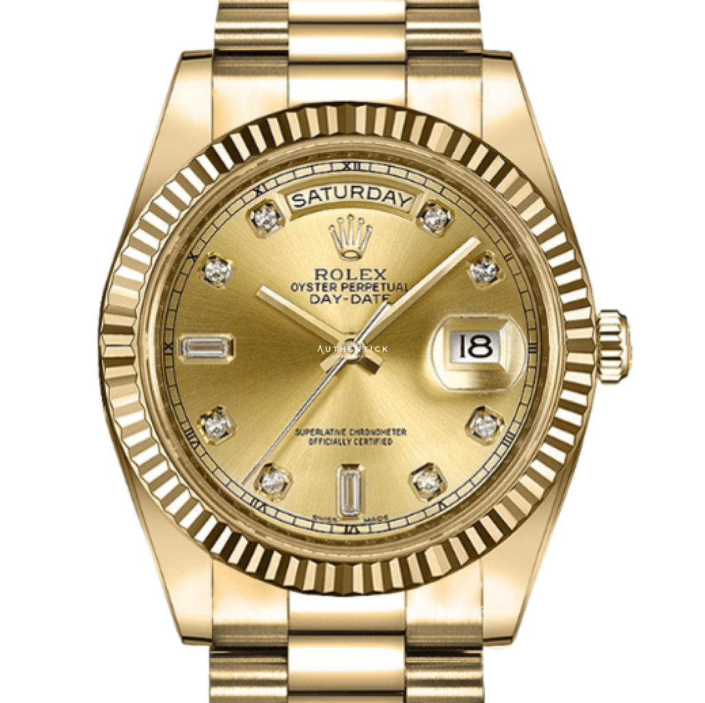 Rolex Day Date 41 Yellow Gold Champagne Diamond Dial 218238